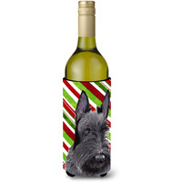 Scottish Terrier Candy Cane Holiday Christmas Wine Bottle Beverage Insulator Beverage Insulator Hugger