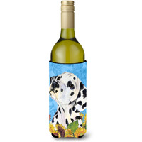 Dalmatian in Summer Flowers Wine Bottle Beverage Insulator Beverage Insulator Hugger