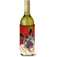 Norwegian Elkhound Snowflakes Holiday Christmas Wine Bottle Beverage Insulator Beverage Insulator Hugger