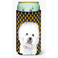 Bichon Frise Candy Corn Halloween Portrait  Tall Boy Beverage Insulator Beverage Insulator Hugger