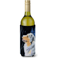 Starry Night Australian Shepherd Wine Bottle Beverage Insulator Beverage Insulator Hugger SS8382LITERK