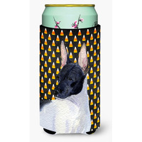 Rat Terrier Candy Corn Halloween Portrait  Tall Boy Beverage Insulator Beverage Insulator Hugger