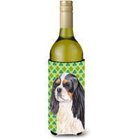 Cavalier Spaniel St. Patrick's Day Shamrock Portrait Wine Bottle Beverage Insulator Beverage Insulator Hugger