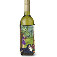 Little Girl with her Bernese Mountain Dog Wine Bottle Beverage Insulator Beverage Insulator Hugger