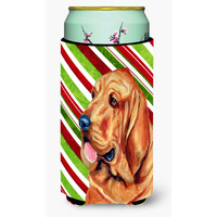 Bloodhound Candy Cane Holiday Christmas  Tall Boy Beverage Insulator Beverage Insulator Hugger