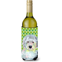 Old English Sheepdog St. Patrick's Day Shamrock  Wine Bottle Beverage Insulator Beverage Insulator Hugger