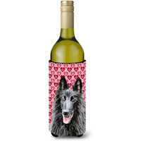 Belgian Sheepdog Hearts Love  Valentine's Day  Wine Bottle Beverage Insulator Beverage Insulator Hugger