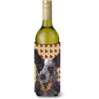 Australian Cattle Dog Fall Leaves  Wine Bottle Beverage Insulator Beverage Insulator Hugger