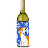 Whippet Winter Snowflakes Holiday Wine Bottle Beverage Insulator Beverage Insulator Hugger