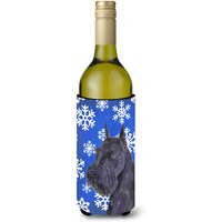 Schnauzer Winter Snowflakes Holiday Wine Bottle Beverage Insulator Beverage Insulator Hugger SS4661LITERK