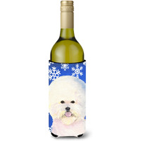 Bichon Frise Winter Snowflakes Holiday Wine Bottle Beverage Insulator Beverage Insulator Hugger SS4664LITERK