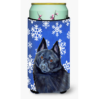 Schipperke Winter Snowflakes Holiday  Tall Boy Beverage Insulator Beverage Insulator Hugger