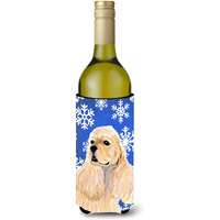 Cocker Spaniel Winter Snowflakes Holiday Wine Bottle Beverage Insulator Beverage Insulator Hugger SS4660LITERK