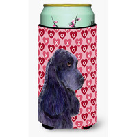 Black Cocker Spaniel Hearts Love Valentines Day  Tall Boy Beverage Insulator Beverage Insulator Hugger