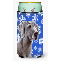 Weimaraner Winter Snowflakes Holiday  Tall Boy Beverage Insulator Beverage Insulator Hugger