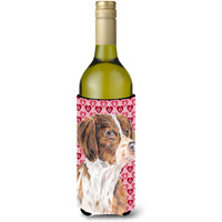 "Caroline's Treasures SC9250LITERK Brittany Hearts Love and Valentine's Day Portrait Wine Bottle Koozie Hugger, 750 mL, Multicolor"
