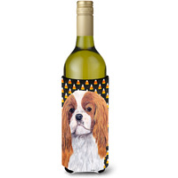 Cavalier Spaniel Blenheim Candy Corn Halloween  Wine Bottle Beverage Insulator Beverage Insulator Hugger