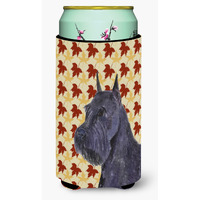 Schnauzer Giant Fall Leaves Portrait  Tall Boy Beverage Insulator Beverage Insulator Hugger