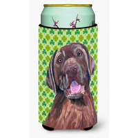 Labrador Chocolate St. Patrick's Day Shamrock Portrait  Tall Boy Beverage Insulator Beverage Insulator Hugger