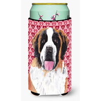 Saint Bernard Hearts Love and Valentines Day Portrait  Tall Boy Beverage Insulator Beverage Insulator Hugger