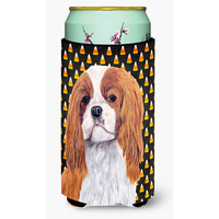 Cavalier Spaniel Blenheim Candy Corn Halloween Portrait  Tall Boy Beverage Insulator Beverage Insulator Hugger