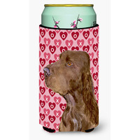 Field Spaniel Hearts Love and Valentine's Day Portrait  Tall Boy Beverage Insulator Beverage Insulator Hugger
