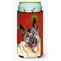 Norwegian Elkhound Snowflakes Holiday Christmas  Tall Boy Beverage Insulator Beverage Insulator Hugger