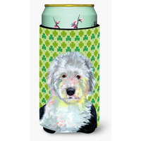 Old English Sheepdog St. Patrick's Day Shamrock   Tall Boy Beverage Insulator Beverage Insulator Hugger