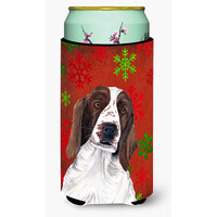 Welsh Springer Spaniel Snowflakes Holiday Christmas  Tall Boy Beverage Insulator Beverage Insulator Hugger
