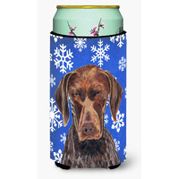 German Shorthaired Pointer Winter Snowflakes Holiday  Tall Boy Beverage Insulator Beverage Insulator Hugger
