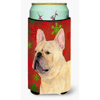 French Bulldog Snowflakes Holiday Christmas  Tall Boy Beverage Insulator Beverage Insulator Hugger