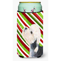 Dandie Dinmont Terrier Candy Cane Holiday Christmas  Tall Boy Beverage Insulator Beverage Insulator Hugger