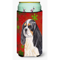 Cavalier Spaniel Snowflakes Holiday Christmas  Tall Boy Beverage Insulator Beverage Insulator Hugger