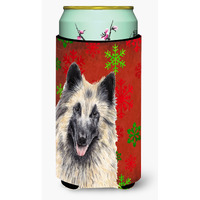 Belgian Tervuren  Snowflakes Holiday Christmas  Tall Boy Beverage Insulator Beverage Insulator Hugger