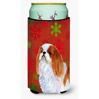 English Toy Spaniel  Snowflakes Holiday Christmas  Tall Boy Beverage Insulator