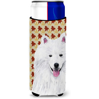 American Eskimo Fall Leaves Portrait Ultra Beverage Insulators for slim cans SC9218MUK