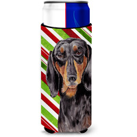Dachshund Candy Cane Holiday Christmas Ultra Beverage Insulators for slim cans SC9323MUK