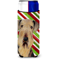 Airedale Candy Cane Holiday Christmas Ultra Beverage Insulators for slim cans SC9333MUK