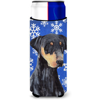 Doberman Winter Snowflakes Holiday Ultra Beverage Insulators for slim cans SC9377MUK
