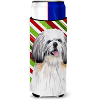 Shih Tzu Candy Cane Holiday Christmas Ultra Beverage Insulators for slim cans SC9343MUK