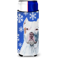Pit Bull Winter Snowflakes Holiday Ultra Beverage Insulators for slim cans SC9381MUK