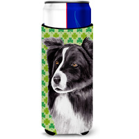 Border Collie St. Patrick's Day Shamrock Portrait Ultra Beverage Insulators for slim cans SC9287MUK