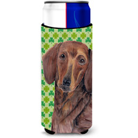 Dachshund St. Patrick's Day Shamrock Portrait Ultra Beverage Insulators for slim cans SC9288MUK