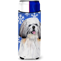 Shih Tzu Winter Snowflakes Holiday Ultra Beverage Insulators for slim cans SC9383MUK