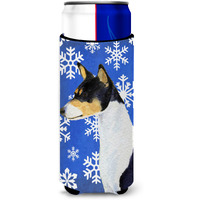 Basenji Winter Snowflakes Holiday Ultra Beverage Insulators for slim cans SS4652MUK