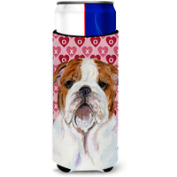 Bulldog English Hearts Love Valentine's Day Ultra Beverage Insulators for slim cans SS4484MUK