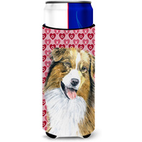 Australian Shepherd Hearts Love Valentine's Day Ultra Beverage Insulators for slim cans SC9242MUK