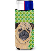 Pug St. Patrick's Day Shamrock Portrait Ultra Beverage Insulators for slim cans SC9291MUK