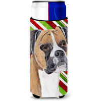 Boxer Candy Cane Holiday Christmas Ultra Beverage Insulators for slim cans SC9350MUK