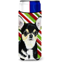 Chihuahua Candy Cane Holiday Christmas Ultra Beverage Insulators for slim cans SC9359MUK